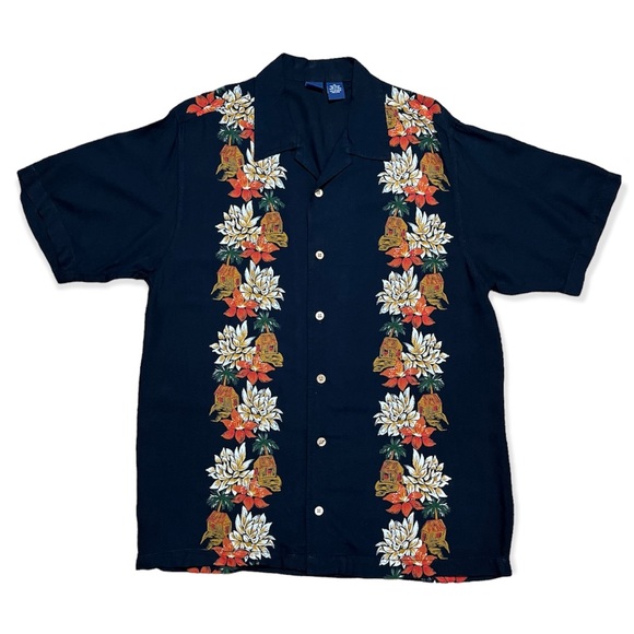 Cherokee Hawaiian Rayon Button Down Short Sleeve Shirt Sz M - Picture 3 of 12